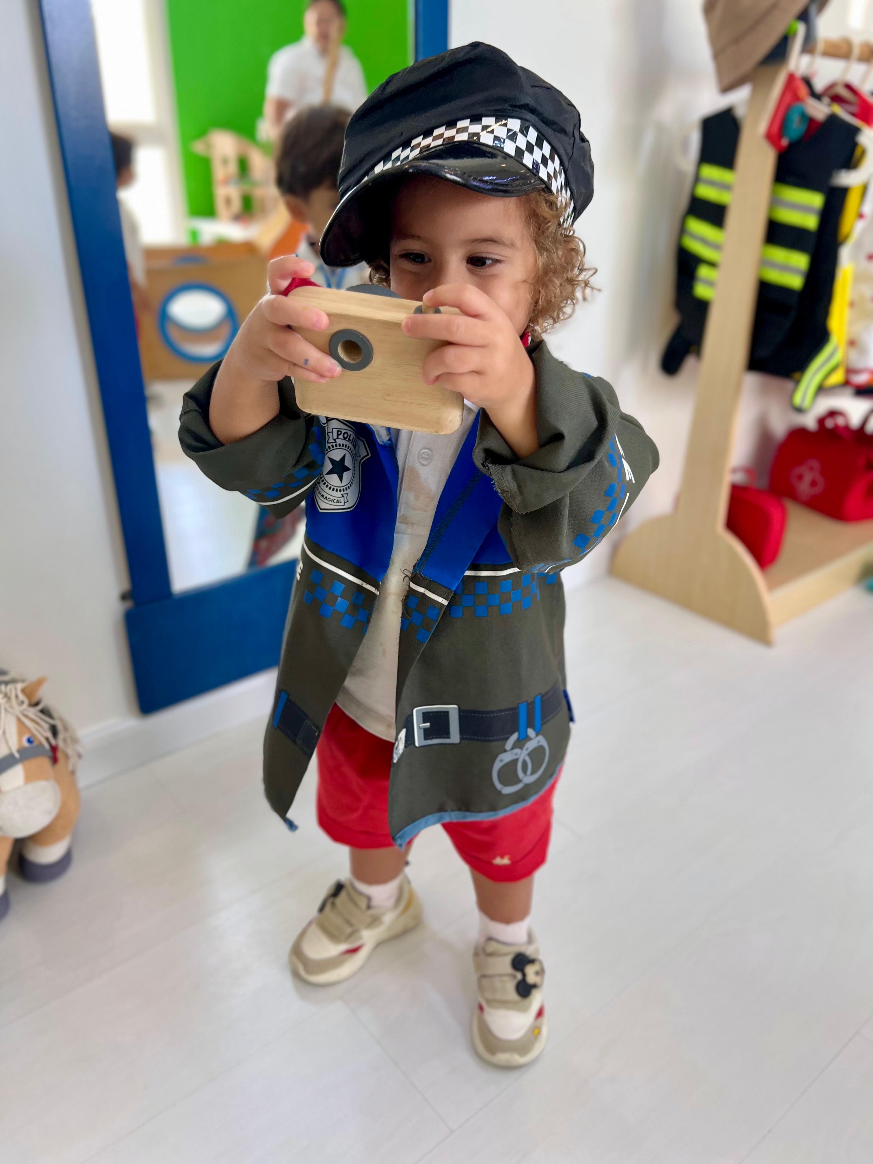 Child exploring imaginative role play